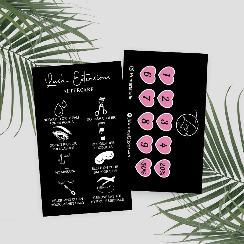 Eyelash Extension Logo Design - Custom Lash Extensions instruction cards Loyalty