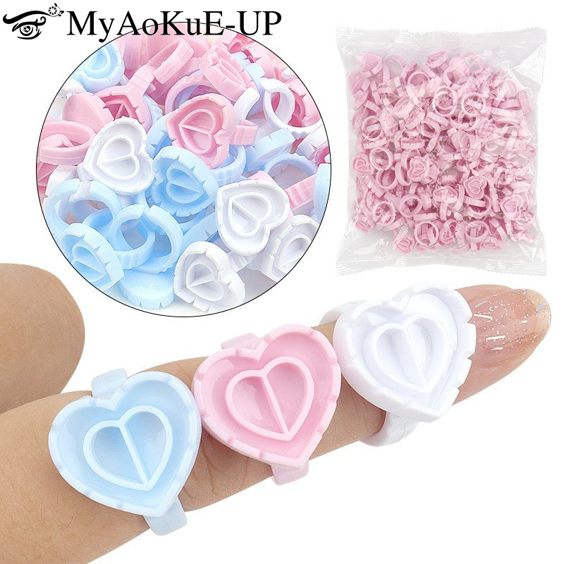 Eyelash Extension Usa - 100Pcs Disposable Glue Ring Holder Eyelash